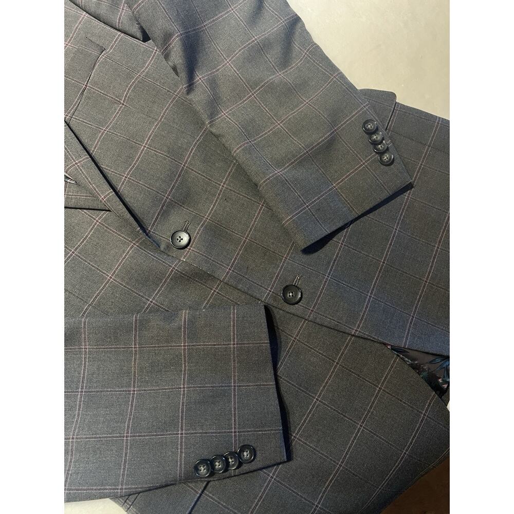 Sean John Mens 38R Gray Purple Plaid Casual Blazer Sport Coat Jacket - Picture 9 of 15